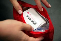 Narcan is a brand of naloxone and is available as a nasal spray. 