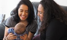 Sylvia Granados-Maready, right, pictured with her newborn son, Peter Ernesto, and her sister, Sandra.