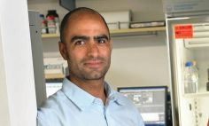 NIH-supported researcher Blake Wiedenheft in his lab. 