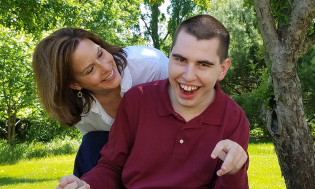 Barbara and Jake Swoyer near their home in Sudbury, Massachusetts. 