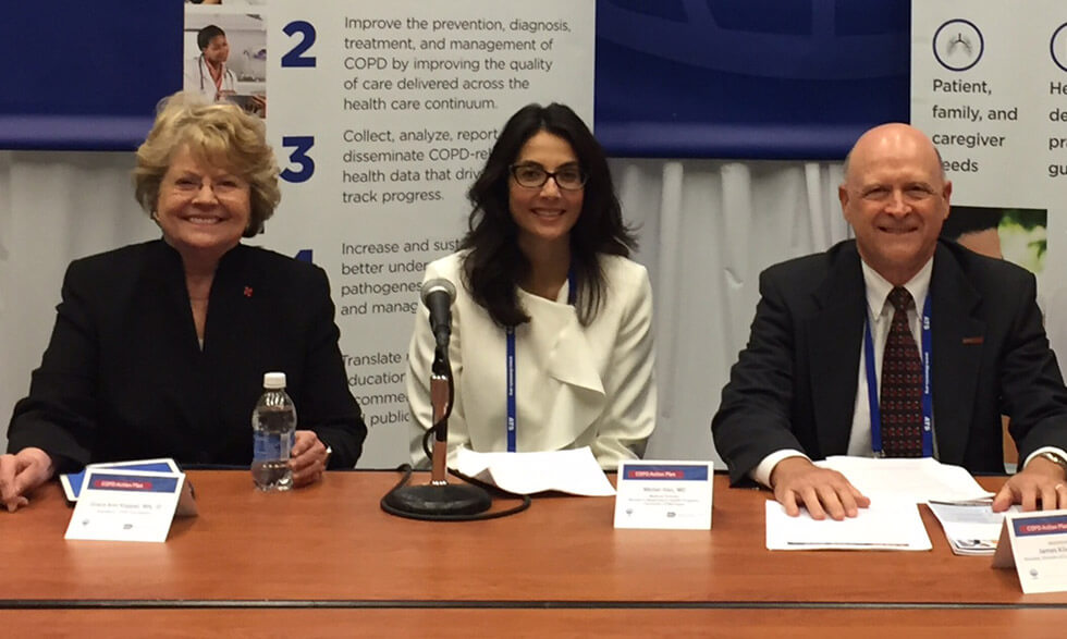 From left to right: Grace Anne Dorney Koppel, MeiLan K. Han, M.D., M.S., and James P. Kiley, Ph.D. 