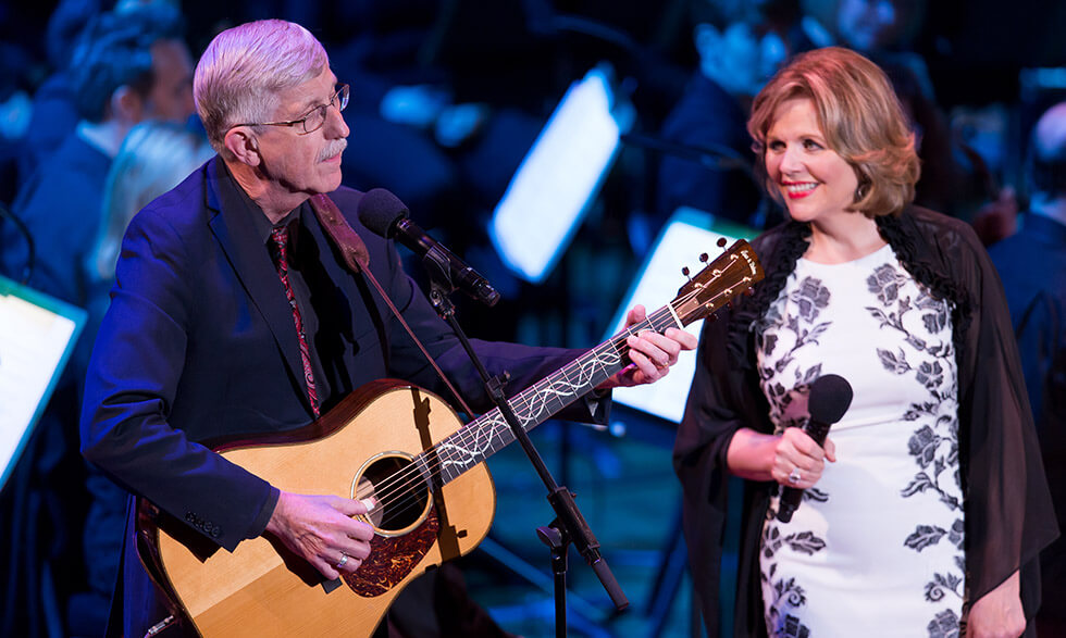 Dr. Collins performs with opera singer Renée Fleming in 2018.  