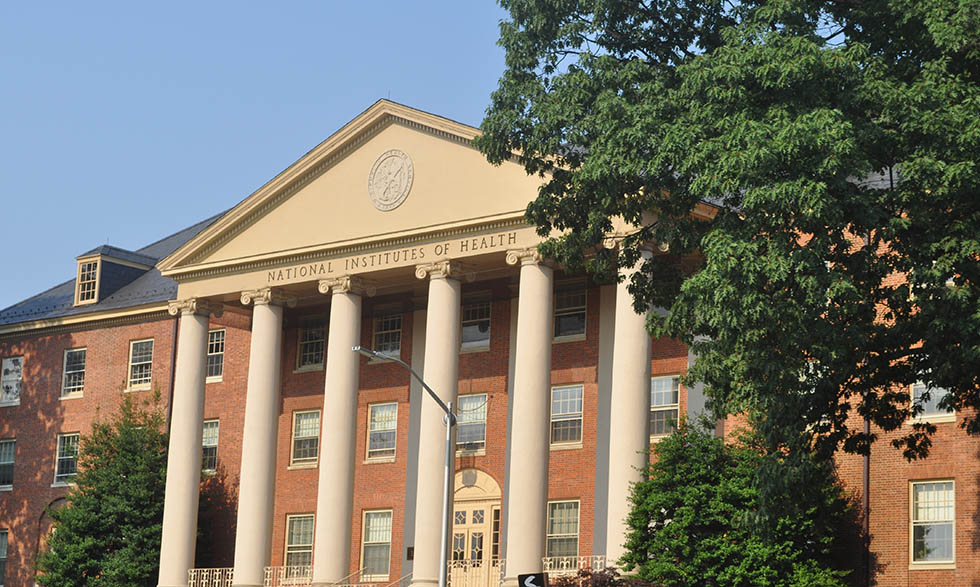 The James H. Shannon Building on the NIH campus in Bethesda, Maryland. 